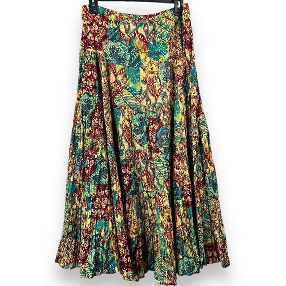 Koret Tiered Festival Maxi Skirt Medium Women’s Tie Waist Beaded Colorful Floral - Picture 2 of 12